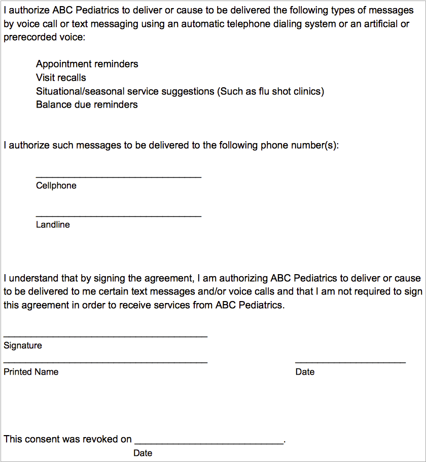 Consent To Receive Text Messages Template