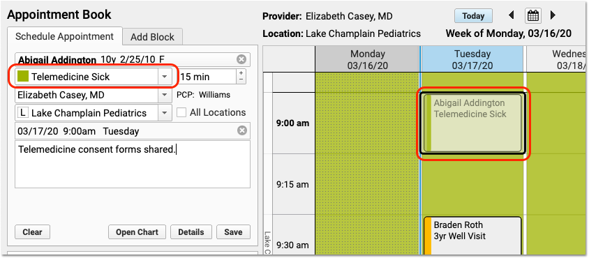 Schedule, Chart, and Bill a Telemedicine Visit in PCC EHR - PCC Learn