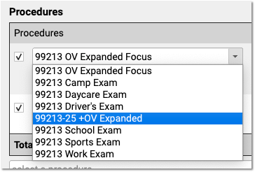 Click on a procedure in Post Charges to see available modifiers in your table