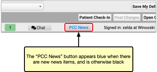 Show news button. Note that it is blue when you have unread news.