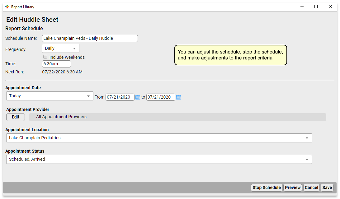 Schedule Reports in PCC EHR PCC Learn